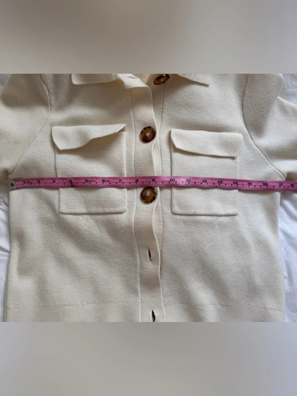 EUC Sezane Betty Merino Wool Cardigan Jacket Ecru Extra Small XS